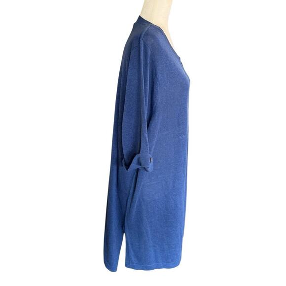 J. Jill Linen Blend Tunic Sweater Dress Blue S/S 2XL Coastal Quiet Luxury Preppy - Picture 5 of 11